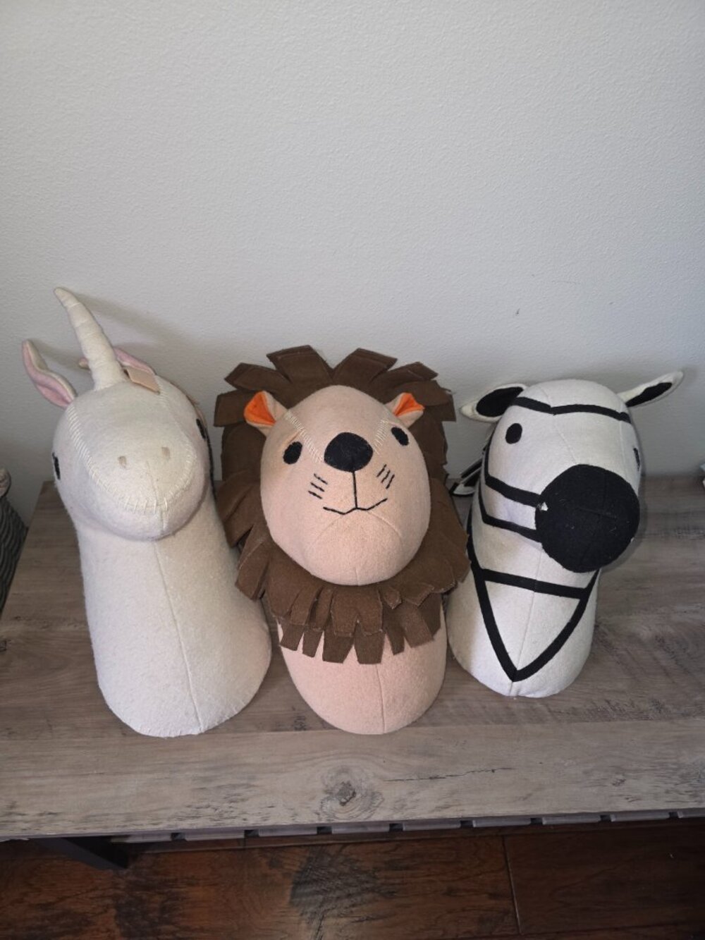 Pillowfort Decorations Unicorn Lion Zebra Wall Mount Standing Stuffed Animals - Picture 2 of 15